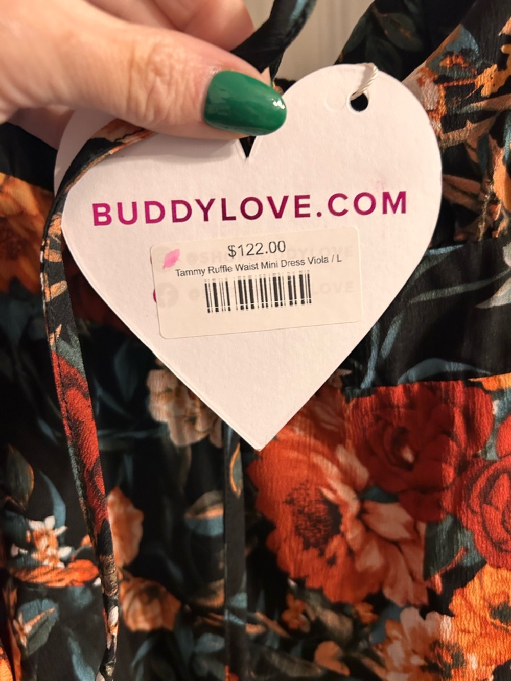 Buddy Love Tammy Ruffle Waist Mini Dress - Green & Orange Floral
